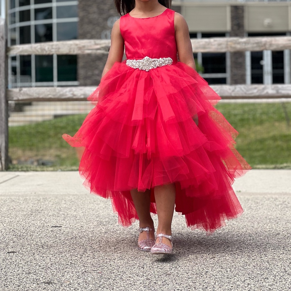 Red high-lo girls dress